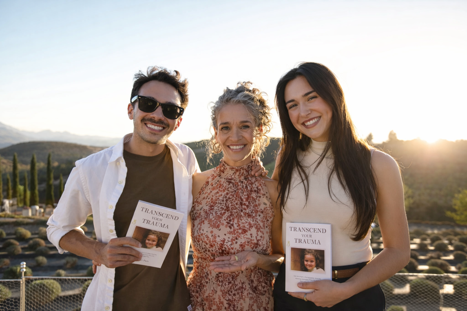 Readers holding Transcend Your Trauma by Veronica Paris